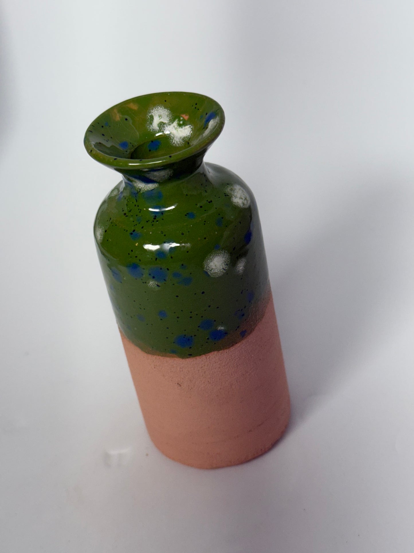 Medium Green Half-Glazed Vase