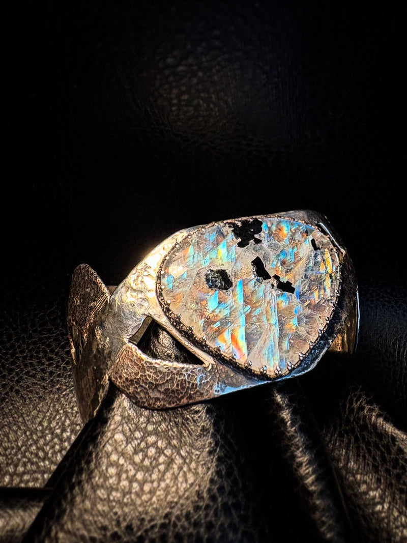Moonstone Silver Braided Cuff