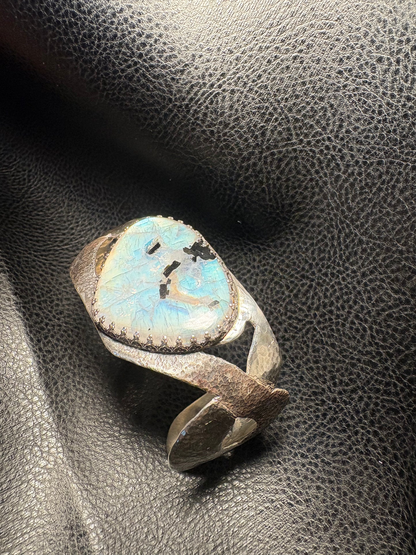 Moonstone Silver Braided Cuff