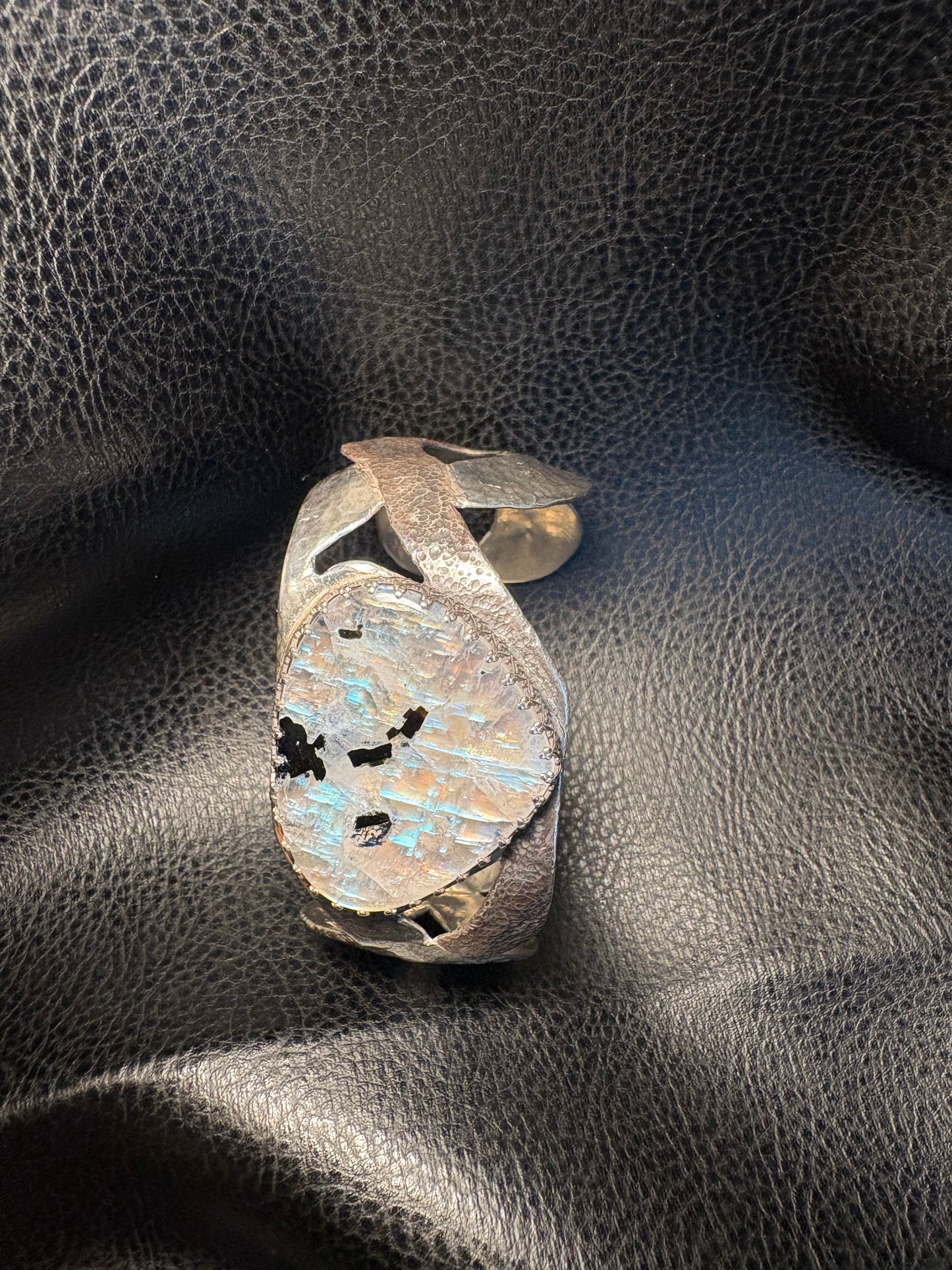 Moonstone Silver Braided Cuff