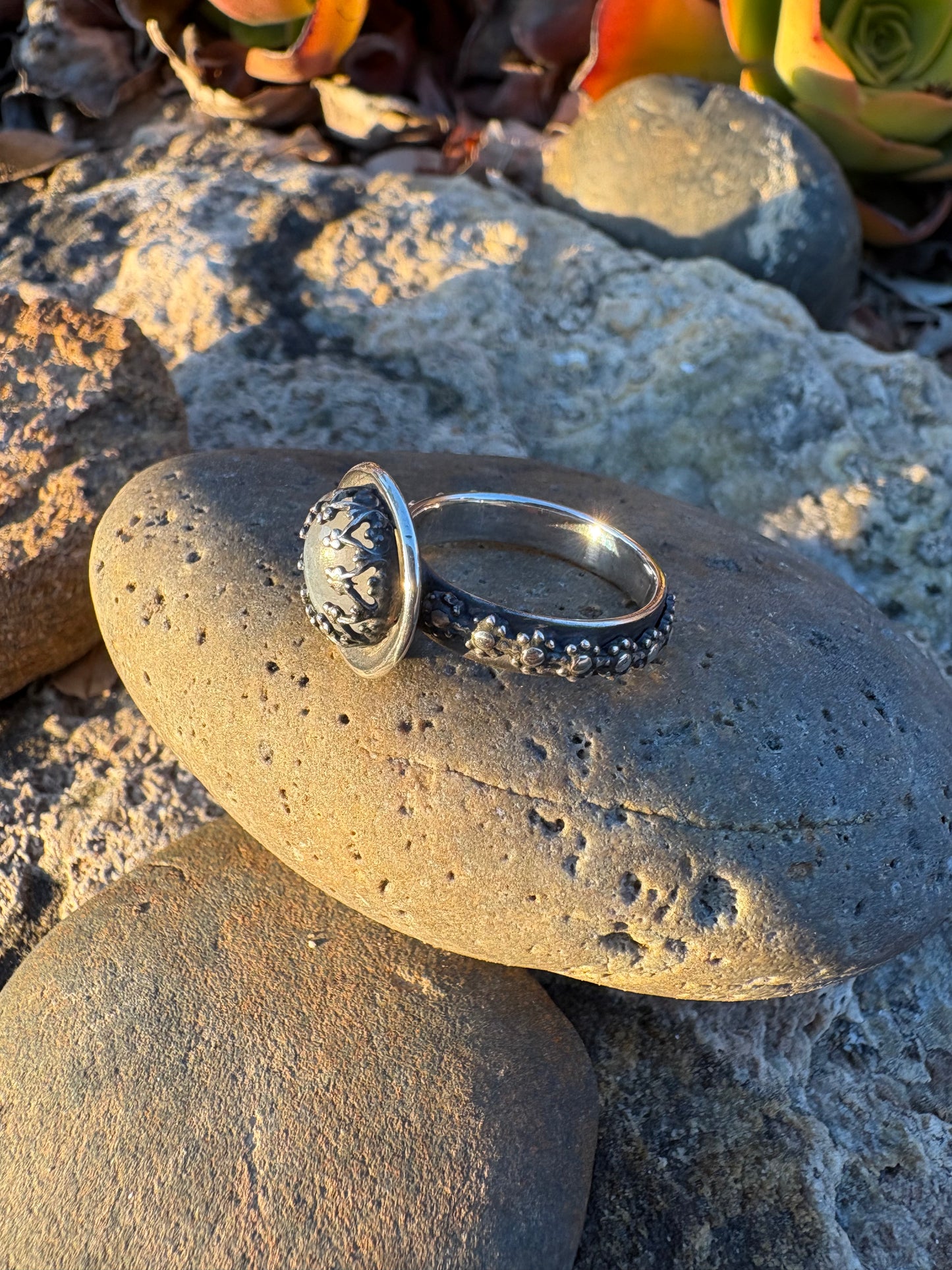 Moonlit Night: Moonstone Silver Star Ring