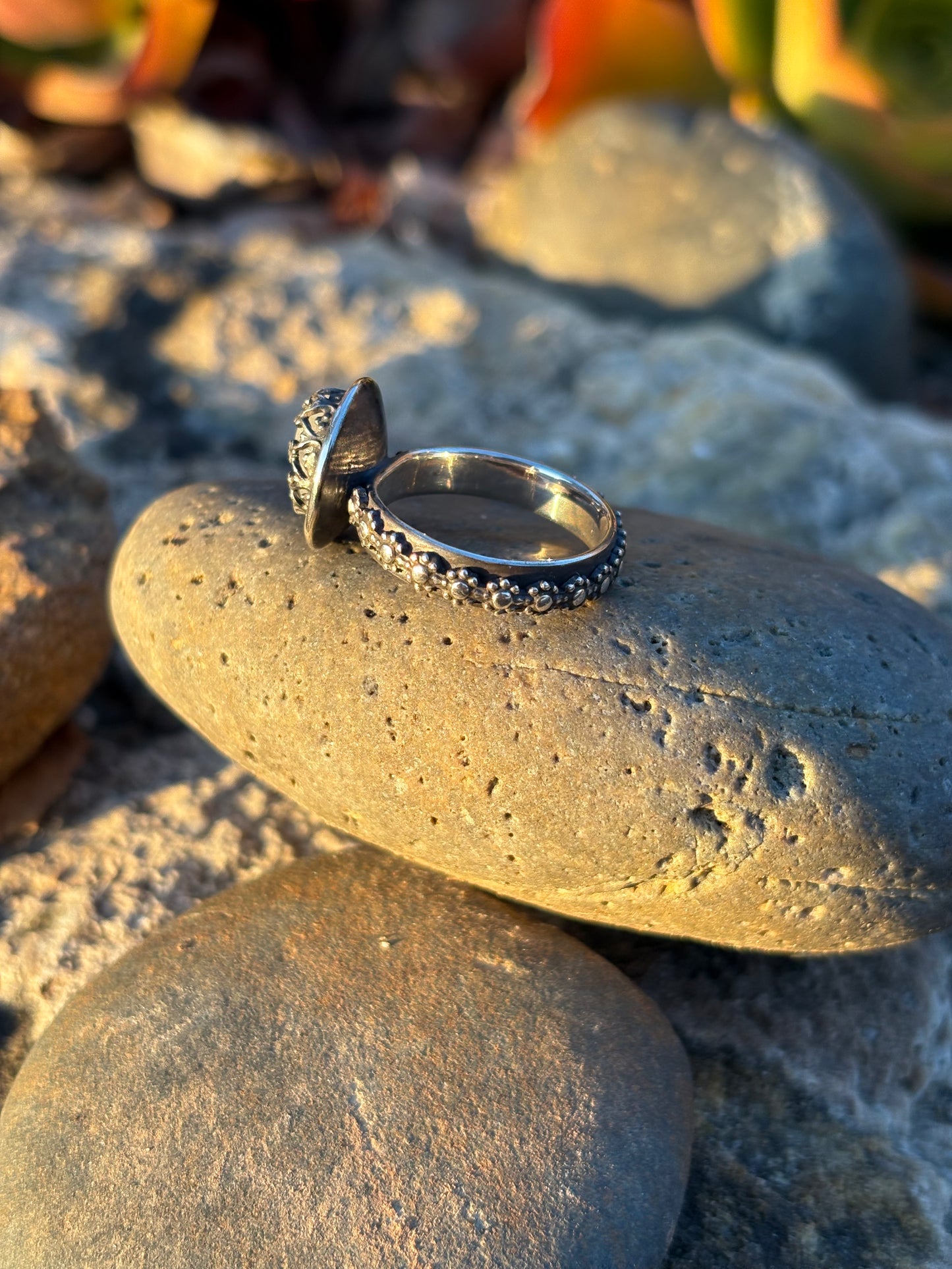 Moonlit Night: Moonstone Silver Star Ring