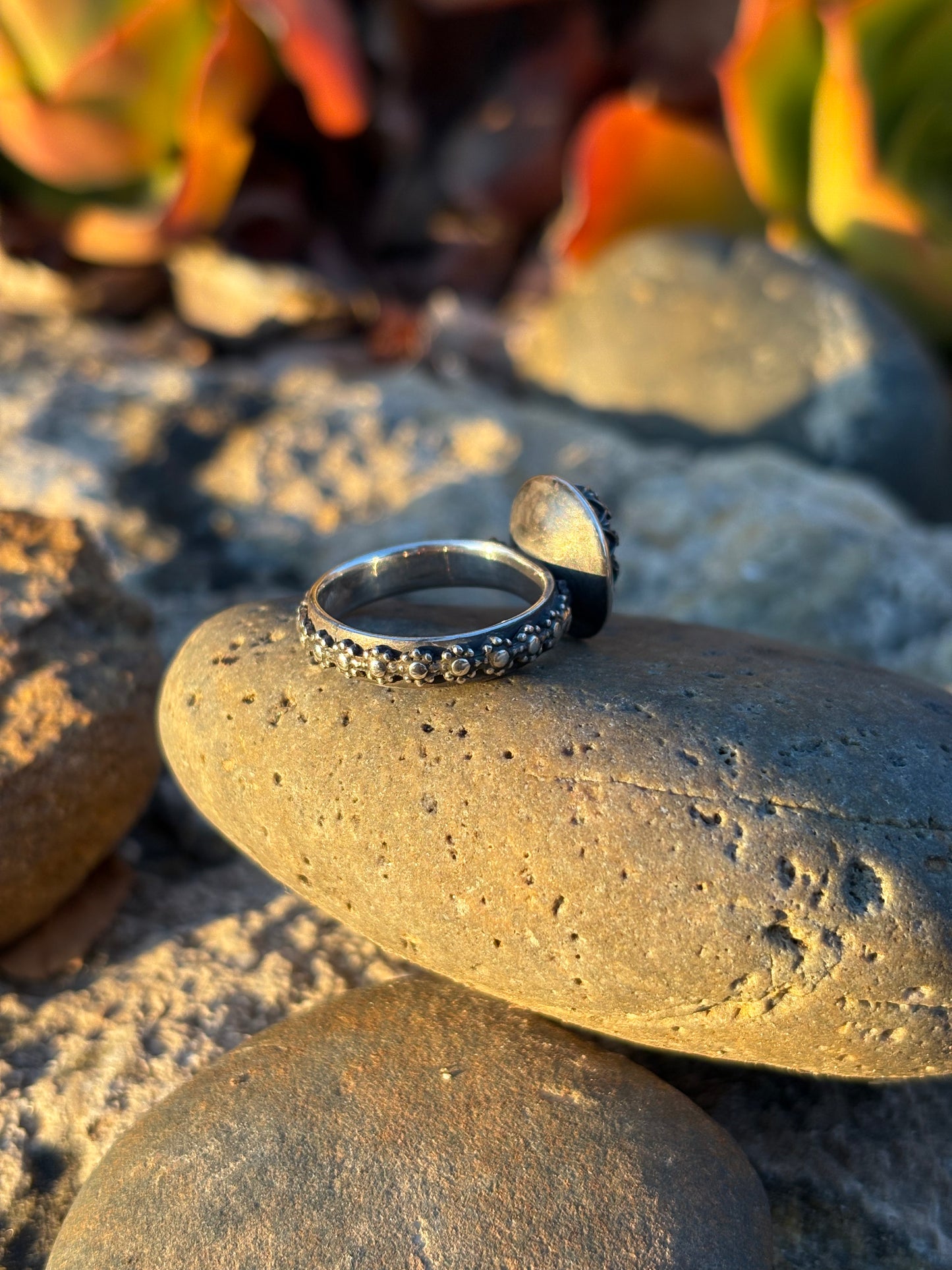 Moonlit Night: Moonstone Silver Star Ring