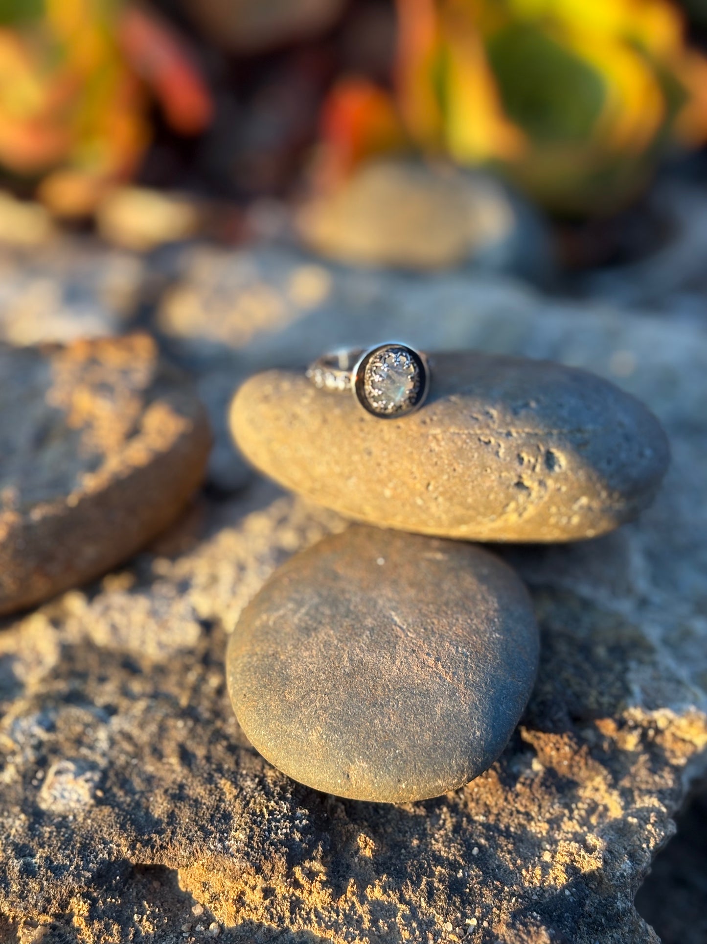 Moonlit Night: Moonstone Silver Star Ring