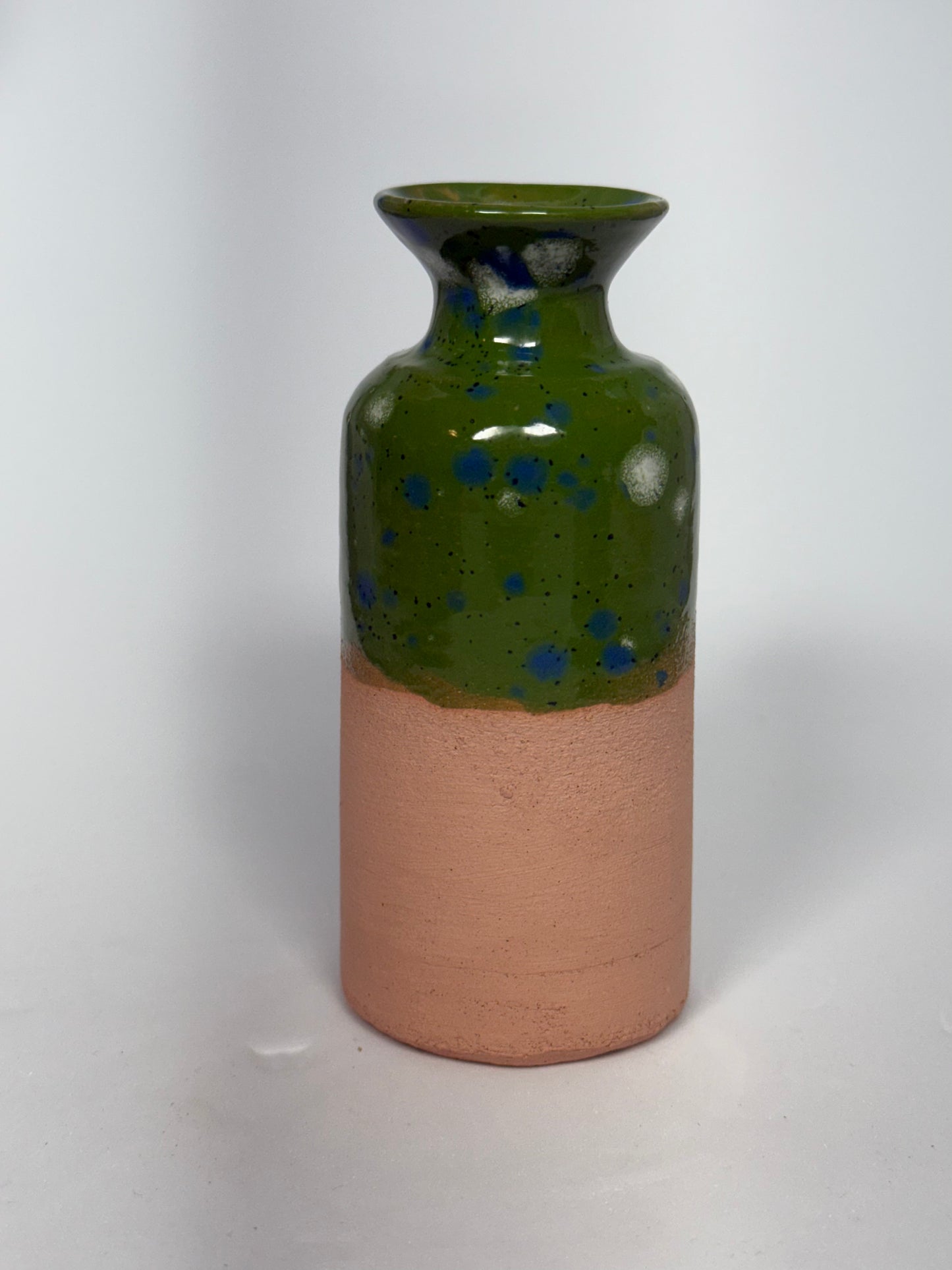 Medium Green Half-Glazed Vase
