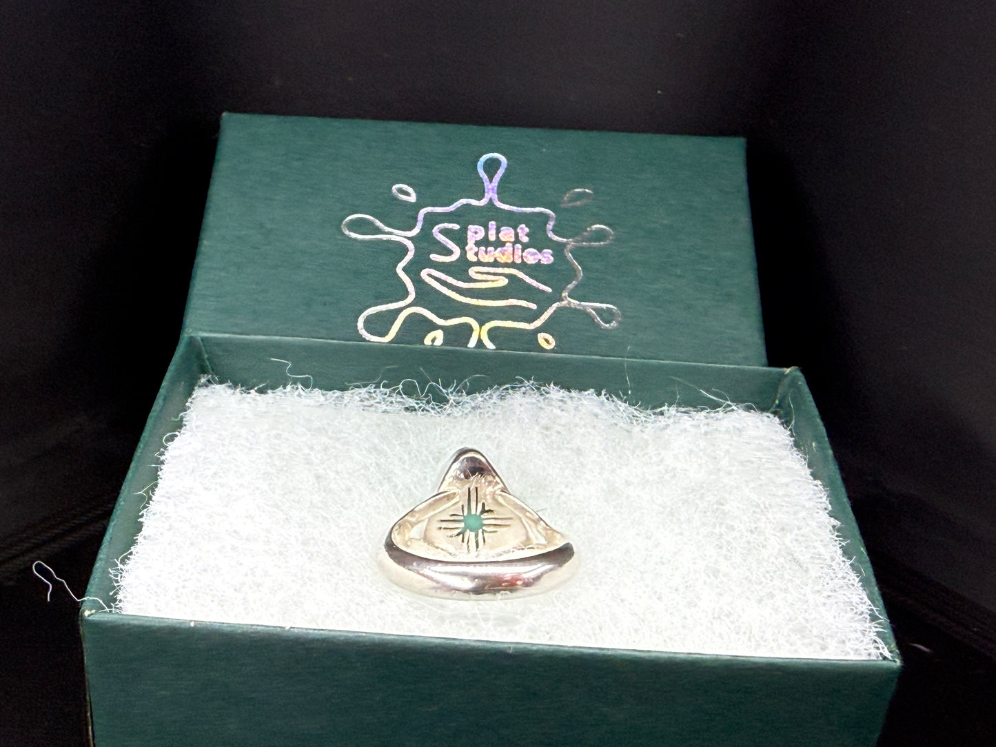 Turquoise Ring With Zia Symbol