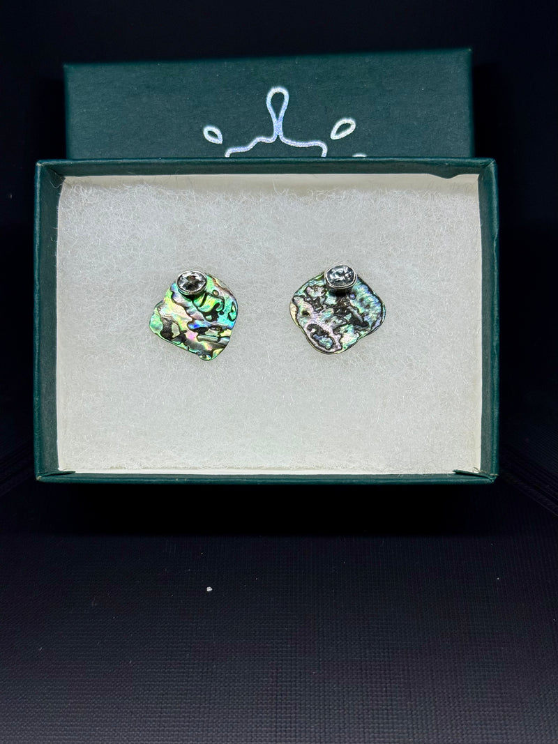 Earrings Abalone & Aquamarine