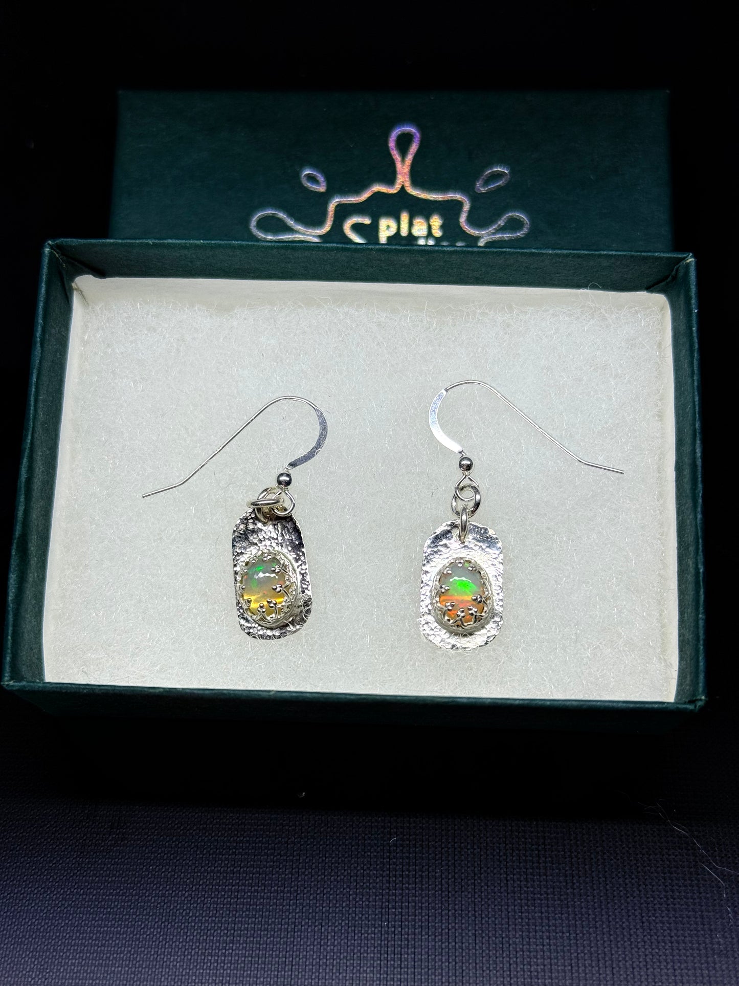 Opal & Silver Earrings